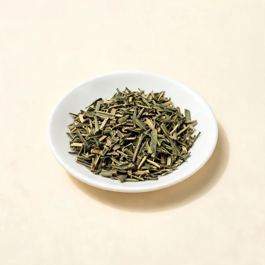 Dried Chuan Xin Lian aerial parts arranged in a shallow bowl