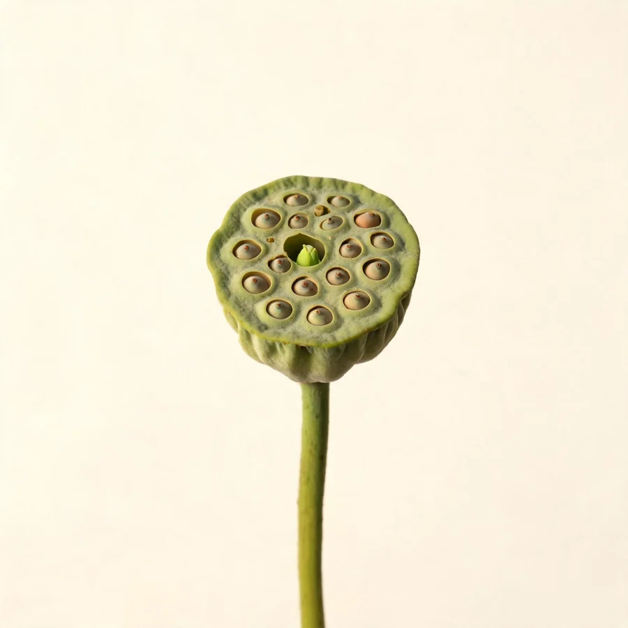 Botanical illustration of Nelumbo nucifera in flower, showing its leaves and flowering stem