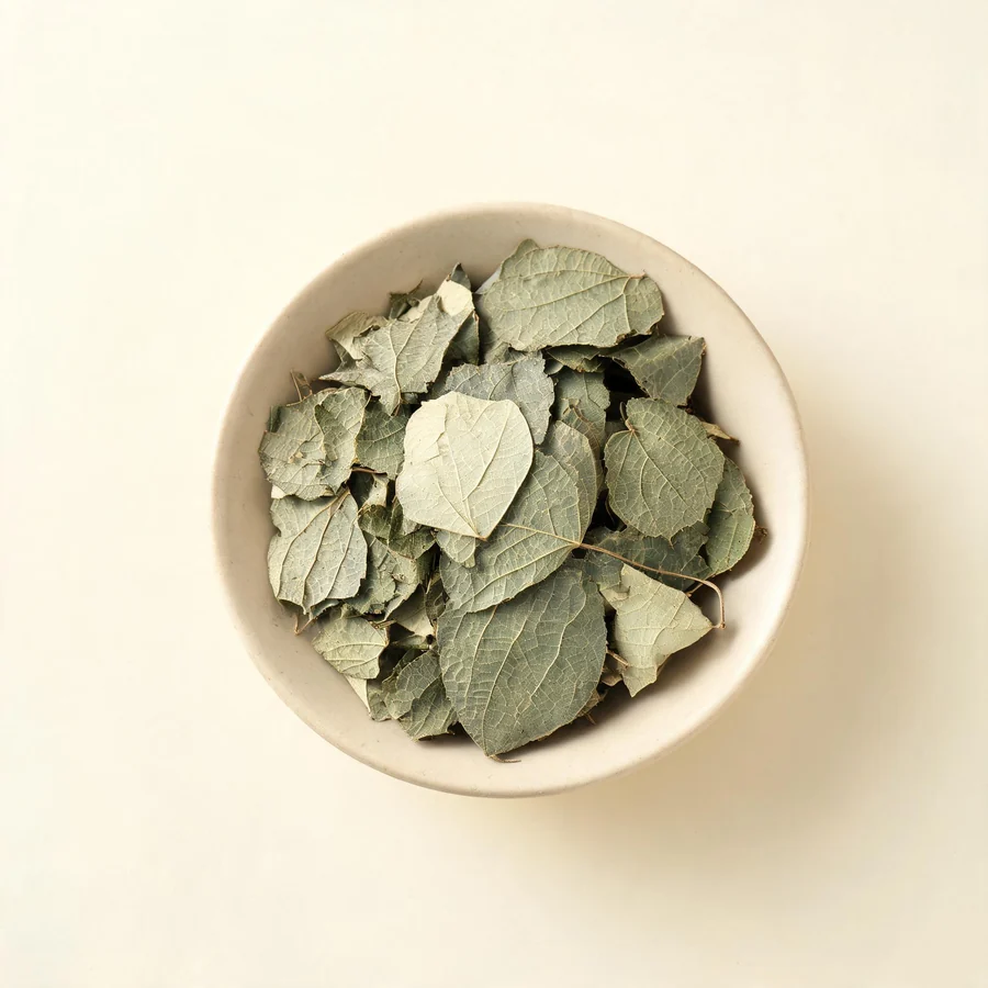 Dried Yin Yang Huo leaf arranged in a shallow bowl