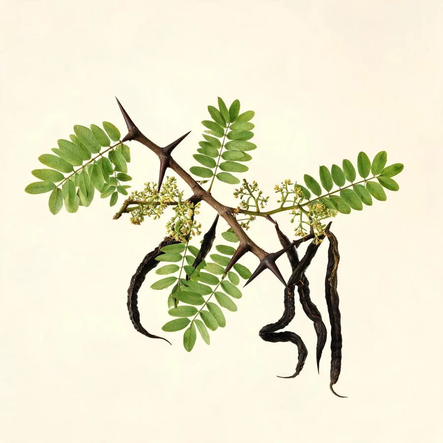 Dried Zao Jiao Ci thorn arranged in a shallow bowl